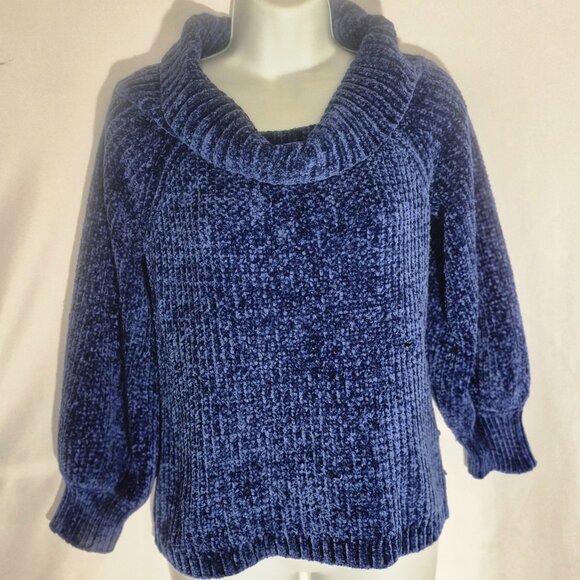 PINK ROSE Pretty Cowl Neck sweater, 2-tone Blue in size small - Picture 15 of 16